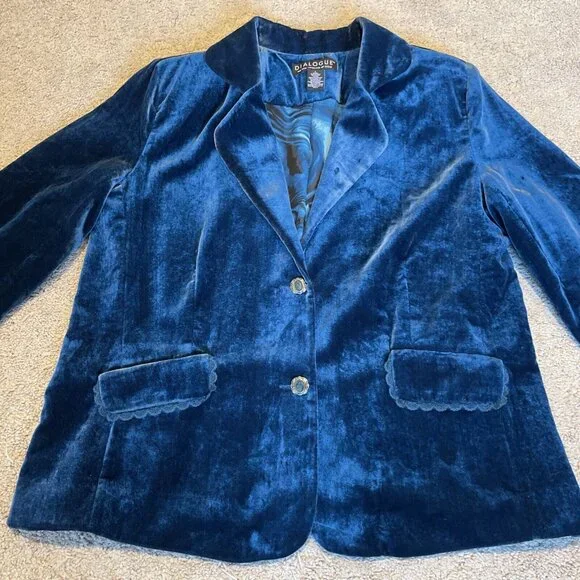 Dialogue Blue Velvet Blazer - Picture 9 of 14